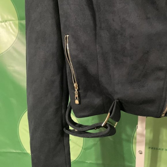 Romeo Juliet Couture Size Small Navy Suede Moto Jacket - Picture 6 of 8